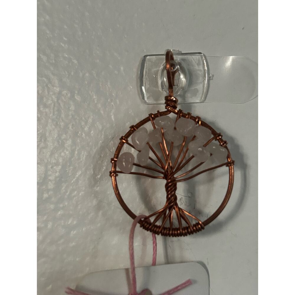 Handmade Copper and Serpentine Crystal Tree of life 3.5x2” Wall Decor